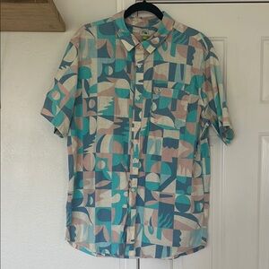 🏄‍♂️ Quicksilver men’s large. Blue & Pink Button Down Shirt. Retro pastel. 🤩🤙🏼